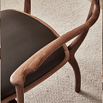 Стул деревянный с мягким сиденьем из коричневой натуральной кожи Moon Walnut Furniture варинант исполнения - 7 | Loft Concept во Владивостоке