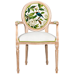 Стул с подлокотниками золотистый из бука с изображением птиц и цветов Blooming Birds варинант исполнения - 1 | Loft Concept во Владивостоке