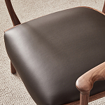 Стул деревянный с мягким сиденьем из коричневой натуральной кожи Moon Walnut Furniture варинант исполнения - 9 | Loft Concept во Владивостоке