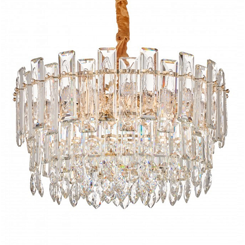 Круглая люстра с хрустальными подвесками на золотистом каркасе Gorgeous Crystal Light Золотой Прозрачный Круглая люстра с хрустальными подвесками на золотистом каркасе Gorgeous Crystal Light Золотой Прозрачный во Владивостоке | Loft Concept