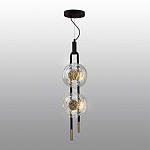 Подвесной светильник с черным основанием и золотистым декором Bruno Duo варинант исполнения - 4 | Loft Concept во Владивостоке