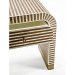 Тумбочка прикроватная с ящиком Tofino Stripes Bone Inlay Bedside Beige варинант исполнения - 3 | Loft Concept во Владивостоке