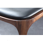 Стул деревянный с мягким сиденьем из черной натуральной кожи Moon Walnut Furniture варинант исполнения - 9 | Loft Concept во Владивостоке