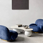 Дизайнерский журнальный стол с изогнутой столешницей на круглых ножках Rigilyr варинант исполнения - 3 | Loft Concept во Владивостоке