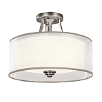 Потолочный светильник с двойным цилиндрическим плафоном из белого стекла и прозрачной органзы Kichler варинант исполнения - 7 | Loft Concept во Владивостоке