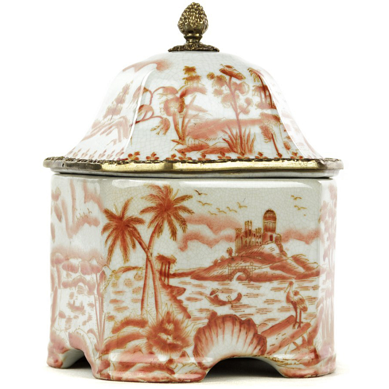 Шкатулка Box Chinoiserie Белый Бронза Коралловый Шкатулка Box Chinoiserie Белый Бронза Коралловый во Владивостоке | Loft Concept