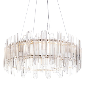 Люстра подвесная круглая с прозрачными хрустальными трубками и золотистым каркасом Диаметр 60 см Hexagon Tube Light