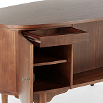 Дизайнерский письменный стол округлой формы с 4-мя ящиками и дверкой с полочками Rili варинант исполнения - 3 | Loft Concept во Владивостоке