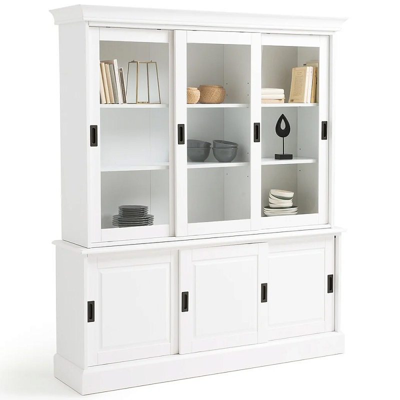 Витрина из массива сосны Cobbett White Wood Showcase Белый Прозрачное Стекло Черный Витрина из массива сосны Cobbett White Wood Showcase Белый Прозрачное Стекло Черный во Владивостоке | Loft Concept