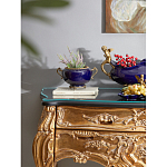 Чаша темно-синяя фарфоровая с бронзовыми ручками и ажурным ободком Eden Garden варинант исполнения - 4 | Loft Concept во Владивостоке