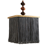 Люстра квадратная с бахромой и подвесом из деревянных бусин Psyche варинант исполнения - 2 | Loft Concept во Владивостоке