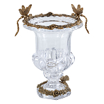 Ваза из прозрачного стекла на бронзовой подставке с ободком и ручками в виде стрекоз Eden Garden варинант исполнения - 1 | Loft Concept во Владивостоке