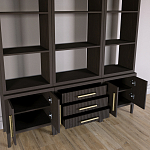 Модульный стеллаж Primo из трех составных элементов Темный орех варинант исполнения - 4 | Loft Concept во Владивостоке