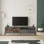 ТВ-тумба с раздвижными дверцами Mallin Metal TV Stand варинант исполнения - 4 | Loft Concept во Владивостоке