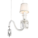 Подвесной светильник с белым текстильным абажуром и изогнутым хрустальным основанием с подвесками Lustre Reverie варинант исполнения - 4 | Loft Concept во Владивостоке