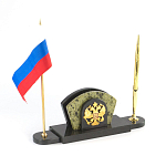 Визитница настольная с гербом и флагом России из природного камня змеевик Successful Leader варинант исполнения - 2 | Loft Concept во Владивостоке
