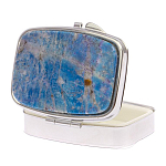 Таблетница карманная прямоугольная на 2 отделения с зеркалом и накладкой из натурального камня Лазурит Silver Stone Pillboxes варинант исполнения - 2 | Loft Concept во Владивостоке
