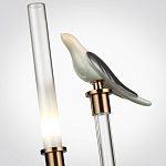 Настольная лампа с прозрачной трубкой и декоративной фигуркой птицы на бронзовой подставке Ganthea варинант исполнения - 4 | Loft Concept во Владивостоке