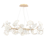 Люстра круглая с белыми лепестками из керамики и прозрачными хрустальными цветками Диаметр 82 см Wintery flovers варинант исполнения - 2 | Loft Concept во Владивостоке