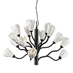 Люстра подвесная черного цвета с ветвями и белыми фарфоровыми цветами Floralis варинант исполнения - 1 | Loft Concept во Владивостоке