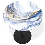 Стол журнальный с круглой бело-голубой столешницей из стекла White and Blue Marble варинант исполнения - 2 | Loft Concept во Владивостоке