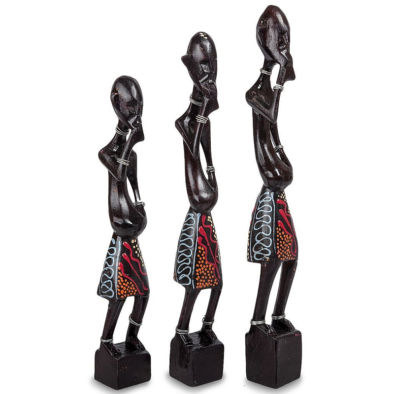 Комплект из трёх деревянных статуэток в виде аборигенов Three Aborigines Figurines Коричневый Мульти Комплект из трёх деревянных статуэток в виде аборигенов Three Aborigines Figurines Коричневый Мульти во Владивостоке | Loft Concept
