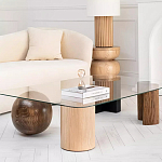 Дизайнерский журнальный стол с прозрачной столешницей и ножками в форме геометрических фигур Pytusin варинант исполнения - 2 | Loft Concept во Владивостоке