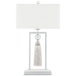 Настольная лампа с прямоугольным тканевым абажуром на белом мраморном основании Silver Threads варинант исполнения - 3 | Loft Concept во Владивостоке