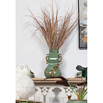 Ваза зеленого цвета из фарфора с бронзовыми ручками в виде драконов и рельефным цветочным декором Eden Garden porcelain and bronze варинант исполнения - 7 | Loft Concept во Владивостоке