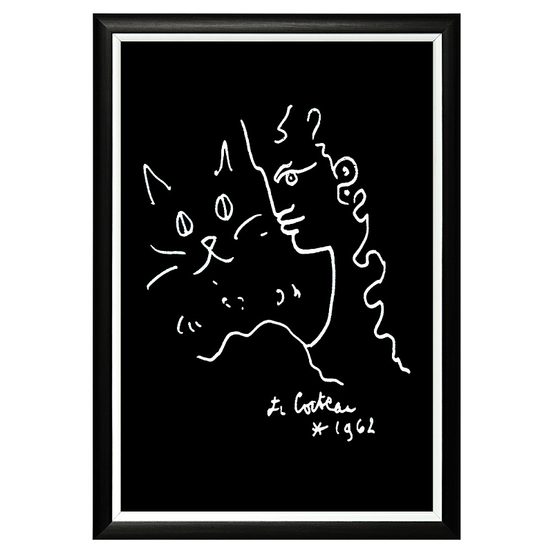 Постер White Silhouette Cat Poster Черный Белый Постер White Silhouette Cat Poster Черный Белый во Владивостоке | Loft Concept