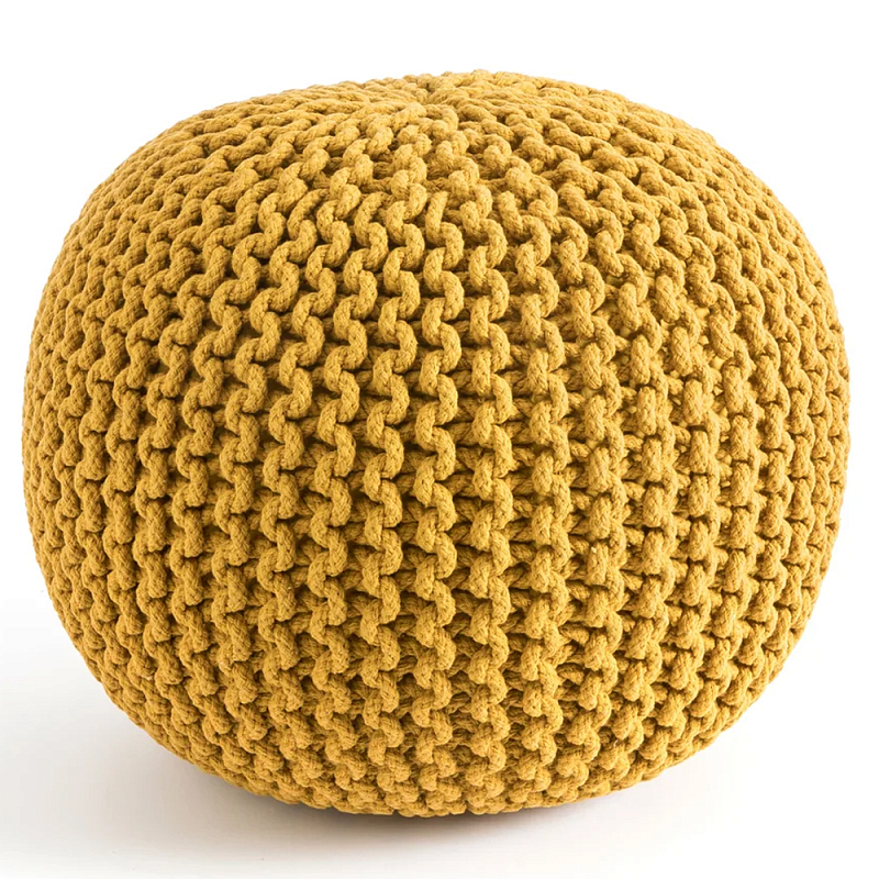 Круглый вязаный пуф Yellow Knitted Ball Pouf Желтый Круглый вязаный пуф Yellow Knitted Ball Pouf Желтый во Владивостоке | Loft Concept