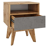 Тумба прикроватная с ящиком и фасадом цвета серый бетон Grace of Furniture варинант исполнения - 2 | Loft Concept во Владивостоке