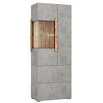 Шкаф-витрина двухдверная с фасадом цвета серый бетон Grace of Furniture варинант исполнения - 2 | Loft Concept во Владивостоке