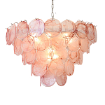 Люстра с каскадом из круглых розовых стеклянных дисков Pink Light Waterfall варинант исполнения - 5 | Loft Concept во Владивостоке