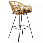 Стул барный с ротанговым плетением Half Bar Chair with Wicker с подлокотниками варинант исполнения - 4 | Loft Concept во Владивостоке