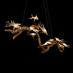 Люстра подвесная линейная с прозрачными стеклянными птичками на ветвях Serip Voa варинант исполнения - 9 | Loft Concept во Владивостоке