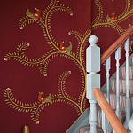 Обои с вышивкой ручной работы Fyodor Original colourway on Merlot linen варинант исполнения - 2 | Loft Concept во Владивостоке