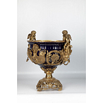 Чаша темно-синего цвета с фигурками ангелов и рельефным декором Eden Garden porcelain and bronze варинант исполнения - 1 | Loft Concept во Владивостоке