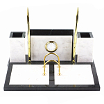 Настольный письменный набор из белого мрамора с часами Marble Accessory варинант исполнения - 1 | Loft Concept во Владивостоке