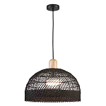 Подвесной светильник с округлым абажуром из черного ротанга Wicker Furniture варинант исполнения - 1 | Loft Concept во Владивостоке