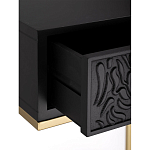 Приставной столик с резным узором на выдвижном ящике Black Table Carved Pattern варинант исполнения - 3 | Loft Concept во Владивостоке