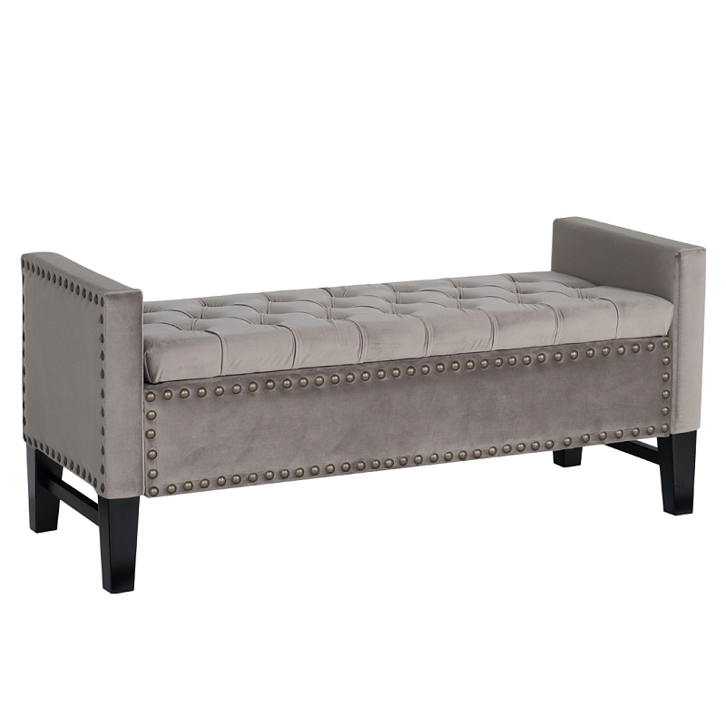 Банкетка с ящиком Helen Bench Seat Серый Черный Банкетка с ящиком Helen Bench Seat Серый Черный во Владивостоке | Loft Concept