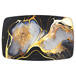 Обеденный стол с прямоугольной черно-золотой столешницей из стекла на 4-х металлических ножках Gold and Black Marble варинант исполнения - 2 | Loft Concept во Владивостоке