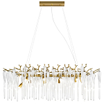 Люстра подвесная прямоугольная с бронзовыми акцентами и прозрачными стеклянными каплями Droplet Chandelier варинант исполнения - 1 | Loft Concept во Владивостоке