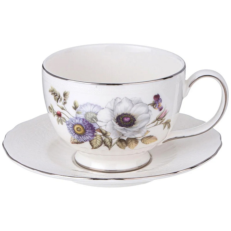 Чайная пара из фарфора с рисунком цветов Garden Whisper Porcelain Set Белый Мульти Чайная пара из фарфора с рисунком цветов Garden Whisper Porcelain Set Белый Мульти во Владивостоке | Loft Concept