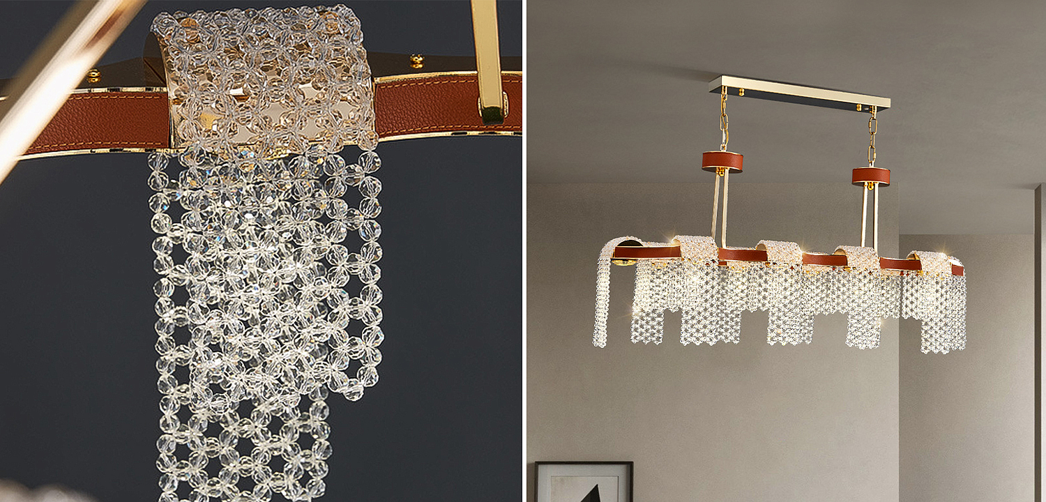 Линейная люстра люстра Leather Glass Chandelier Линейная люстра люстра Leather Glass Chandelier - Loft-Concept во Владивостоке