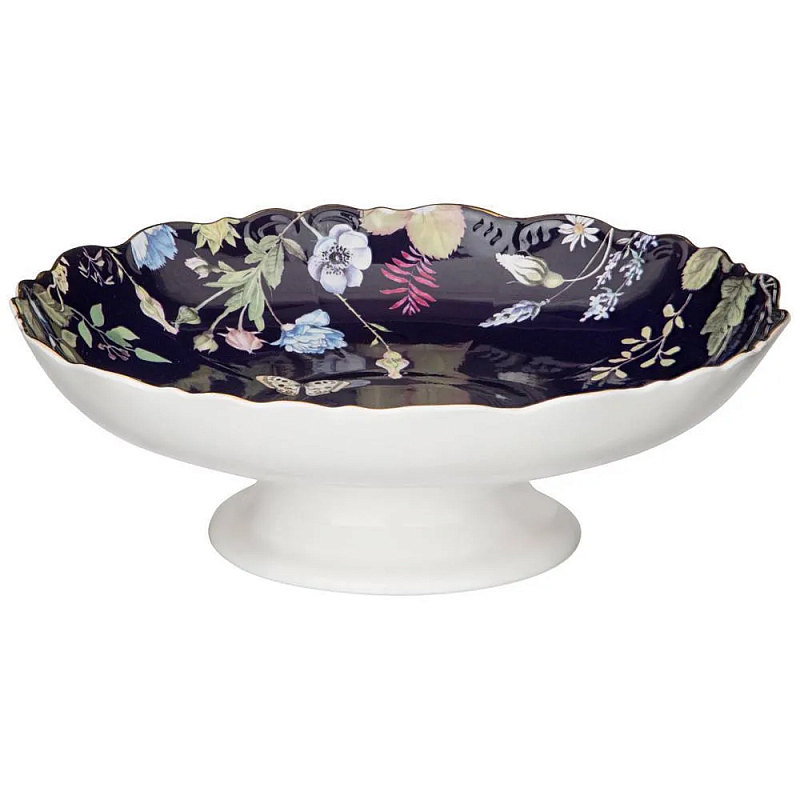 Ваза фарфоровая круглая на ножке с рисунком цветов Garden Whisper Porcelain Set Белый Темно-синий Мульти Ваза фарфоровая круглая на ножке с рисунком цветов Garden Whisper Porcelain Set Белый Темно-синий Мульти во Владивостоке | Loft Concept