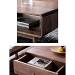 Кофейный стол из дерева с ящиком и нишей для хранения Coffee Walnut Table варинант исполнения - 4 | Loft Concept во Владивостоке