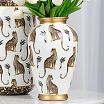 Ваза белая овальная с рисунком леопардов и золотыми акцентами LEOPARD Collection варинант исполнения - 4 | Loft Concept во Владивостоке