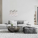 Люстра с 7-ю прозрачными плафонами из стекла в форме капли на круглом потолочном основании цвета хром Lucid Rain  варинант исполнения - 11 | Loft Concept во Владивостоке